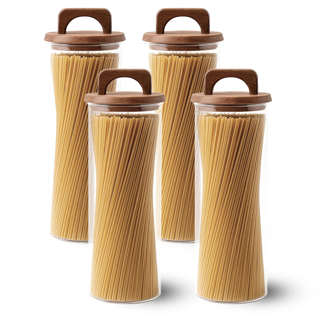 Frasco Redondo con Asa de Acacia - 2200 ml