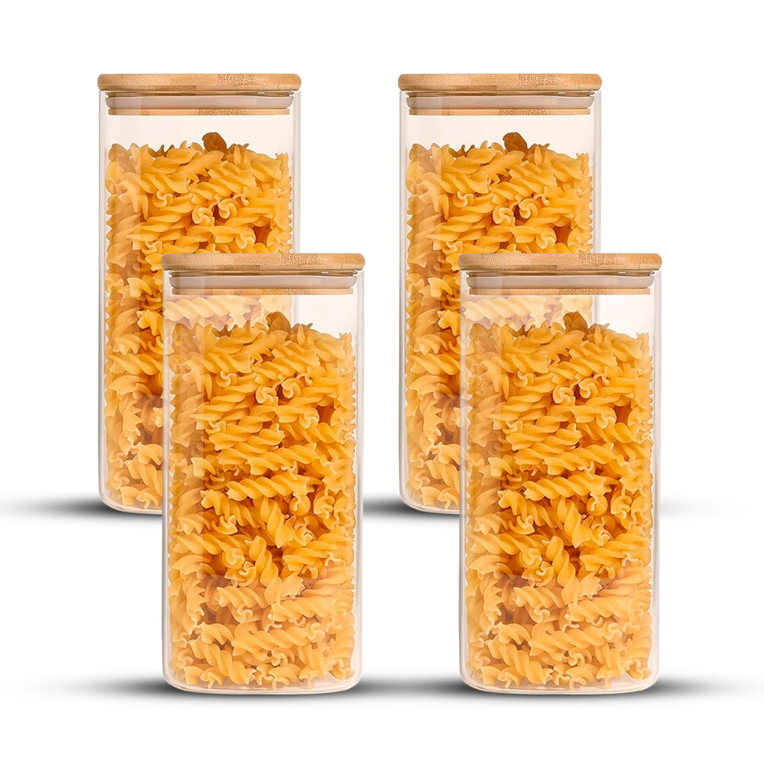 Frasco Rectangular con Tapa de Bambú - 1500 ml