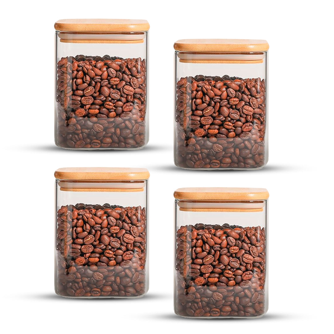 Frasco Rectangular con Tapa de Bambú - 800 ml