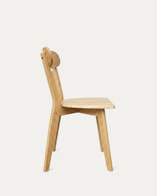 Silla Fresno comedor natural perfil lateral madera maciza respaldo curvo Venhoouse Chile