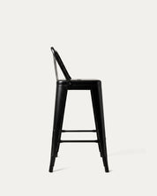 Taburete Tolix clásico negro perfil lateral metal piso bar Venhoouse Chile