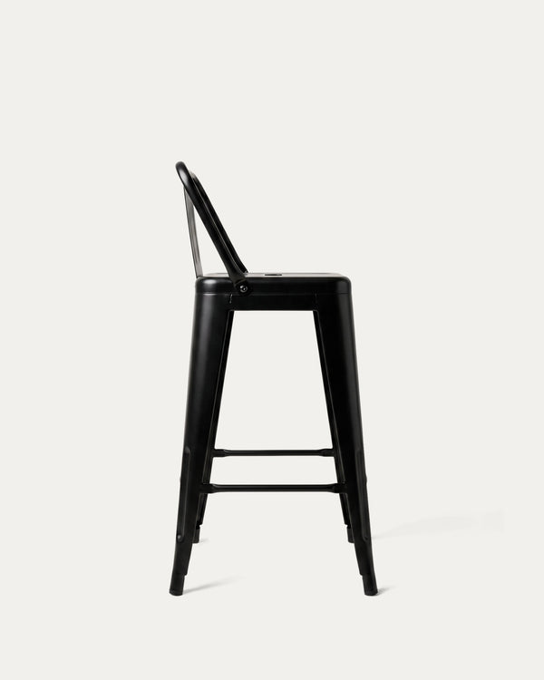 Taburete Tolix clásico negro perfil lateral metal piso bar Venhoouse Chile