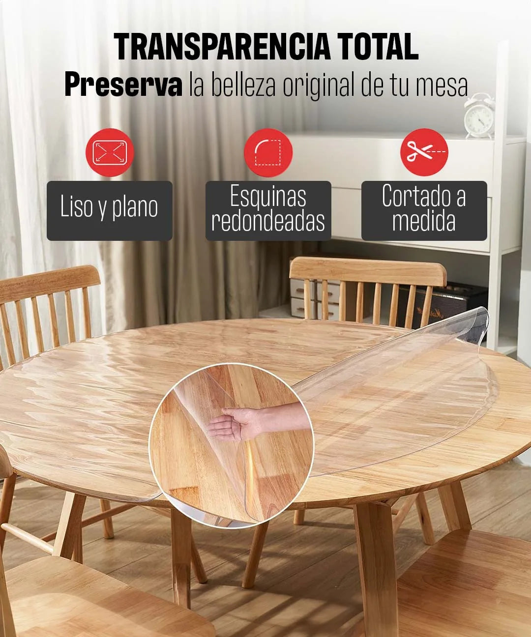 Protectores de Mesa transparentes Redondos