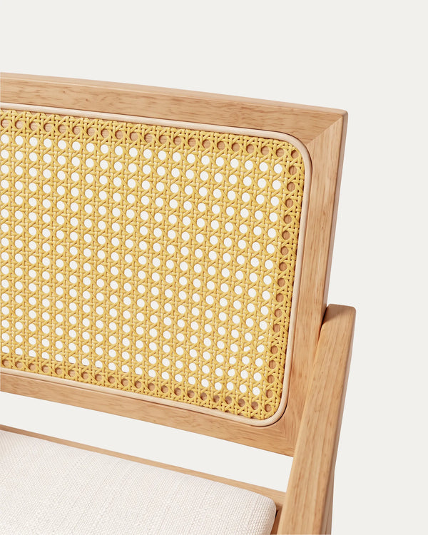 Silla Chandigarh Comedor — Madera de Caucho + Ratán PE + Cojín de Lino
