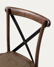 Detalle respaldo cruz negra en X silla Crossback comedor madera nogal Venhoouse Chile