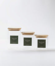 Set de 3 Frascos de Vidrio Rectangulares con Tapa de Bambú