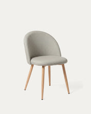 Silla Sora comedor lino greige patas metal diagonal Venhoouse Chile