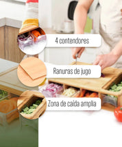 Tabla de Picar de Bambú con Contenedores – Multiusos | Venhoouse