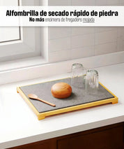 Tapete de piedra de secado rápido con base de bambú