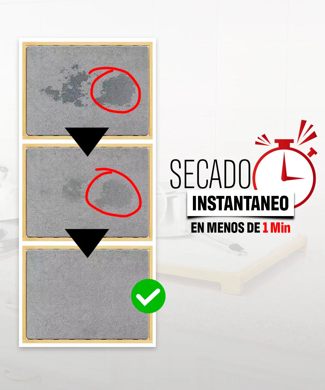 Tapete de piedra de secado rápido con base de bambú