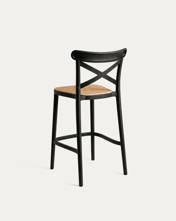 Taburete Crossback negro vista trasera – silla alta bar Venhoouse