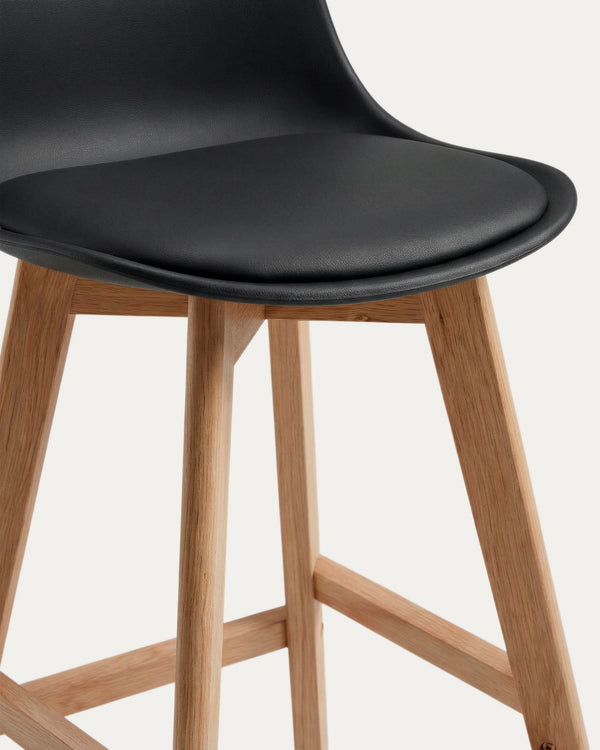 Taburete Alto Tulip Eames Acolchado — Patas de Madera de Haya