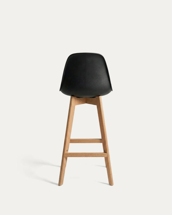 Taburete Alto Tulip Eames Acolchado — Patas de Madera de Haya