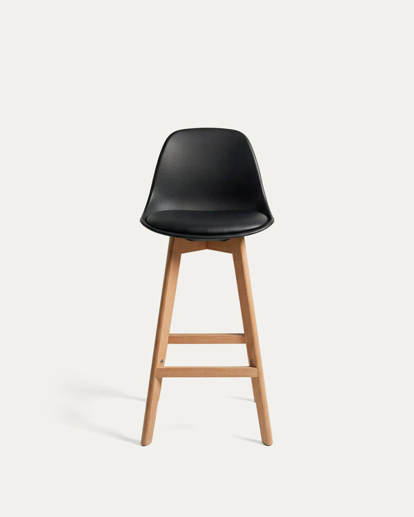 Taburete Alto Tulip Eames Acolchado — Patas de Madera de Haya