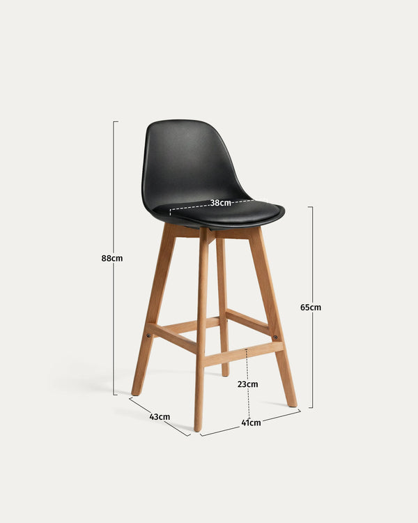 Taburete Alto Tulip Eames Acolchado — Patas de Madera de Haya
