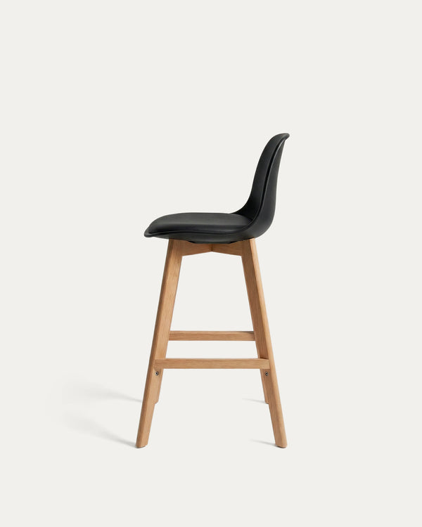 Taburete Alto Tulip Eames Acolchado — Patas de Madera de Haya