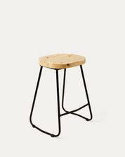 Piso bar Nara 66 cm metal asiento madera pino diagonal Venhoouse Chile