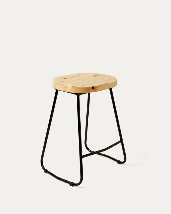 Piso bar Nara 66 cm metal asiento madera pino diagonal Venhoouse Chile