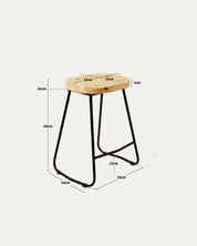 Medidas piso bar Nara 66 cm alto ancho profundidad metal madera pino Venhoouse Chile