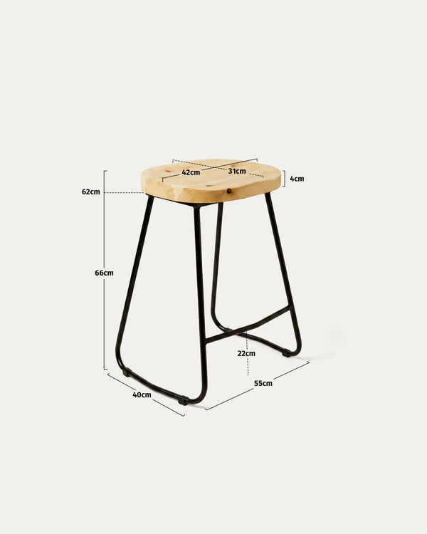 Medidas piso bar Nara 66 cm alto ancho profundidad metal madera pino Venhoouse Chile