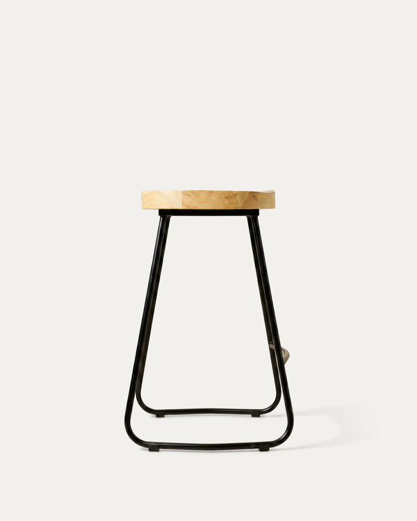 Piso bar Nara 66 cm perfil lateral estructura metal madera pino Venhoouse Chile