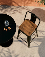 Detalle asiento madera taburete Tolix industrial bar café Venhoouse Chile