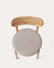 Vista superior asiento acolchado chenilla beige silla Porto comedor Venhoouse Chile