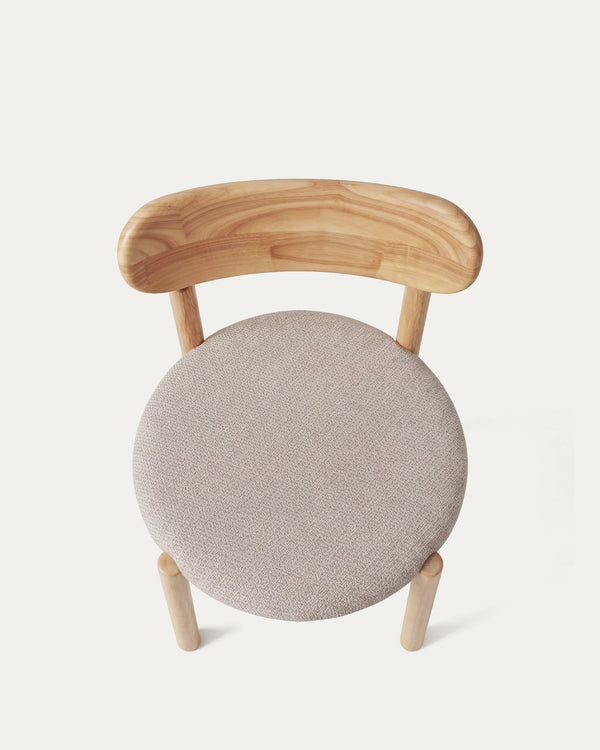 Vista superior asiento acolchado chenilla beige silla Porto comedor Venhoouse Chile