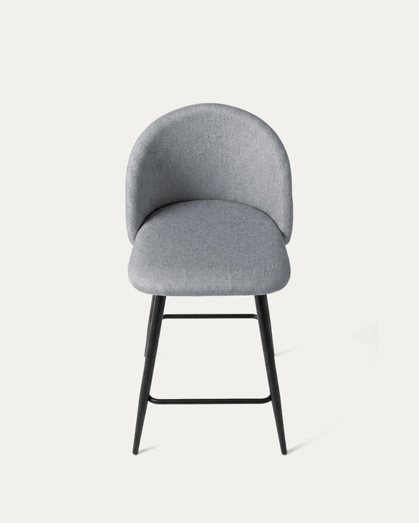 Vista superior asiento tapizado lino gris piso bar Sora Venhoouse Chile