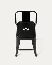 Vista superior asiento perforado taburete Tolix clásico negro Venhoouse Chile