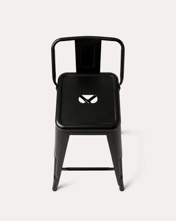 Vista superior asiento perforado taburete Tolix clásico negro Venhoouse Chile