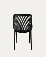 Silla Berlín exterior polipropileno negra vista trasera respaldo grid Venhoouse Chile