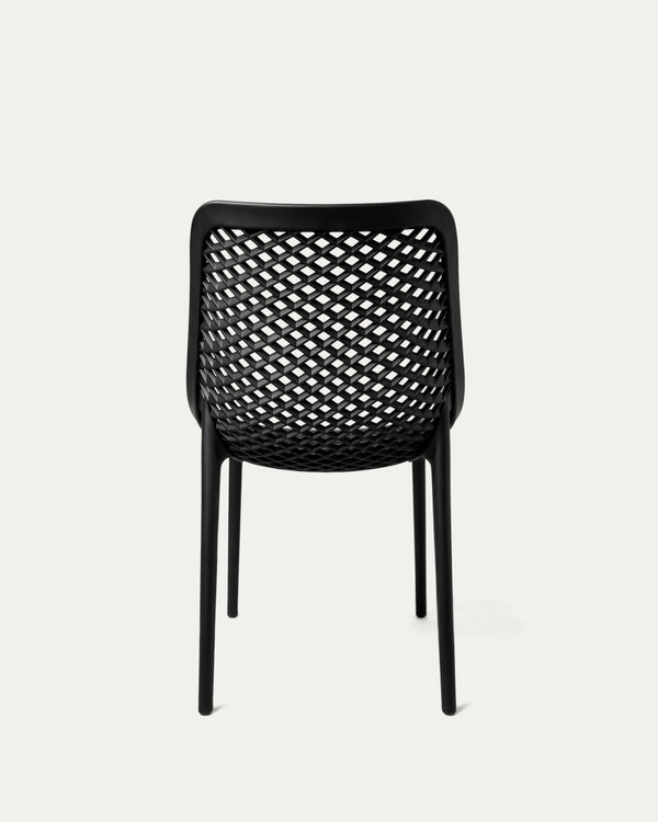 Silla Berlín exterior polipropileno negra vista trasera respaldo grid Venhoouse Chile