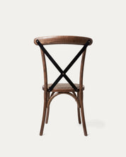Silla Crossback comedor madera nogal cruz negra respaldo X vista trasera Venhoouse Chile