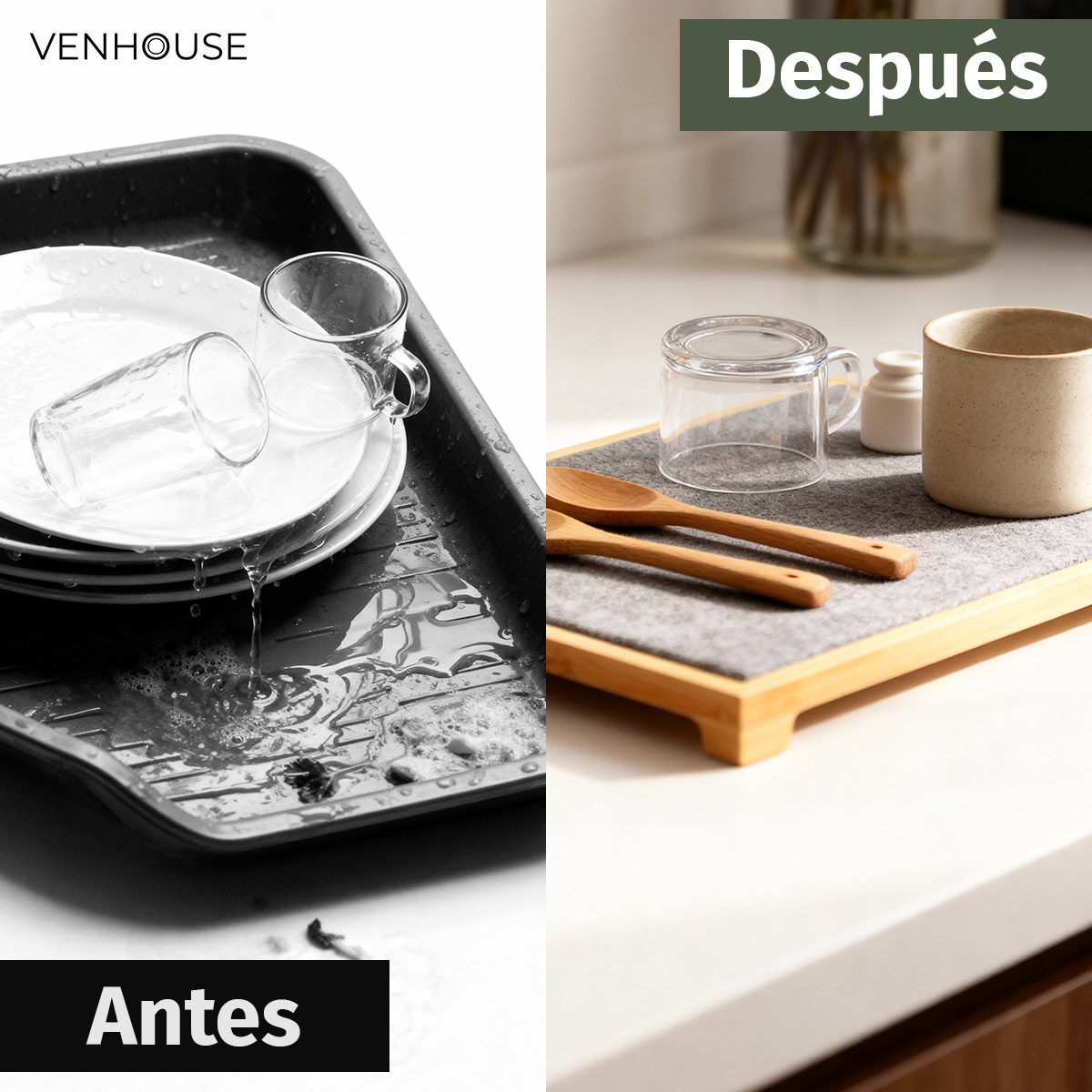 Tapete de piedra de secado rápido con base de bambú