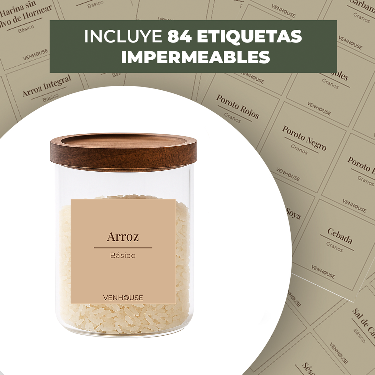 Set 3 Contenedores Herméticos Vidrio Cocina Despensa Acacia