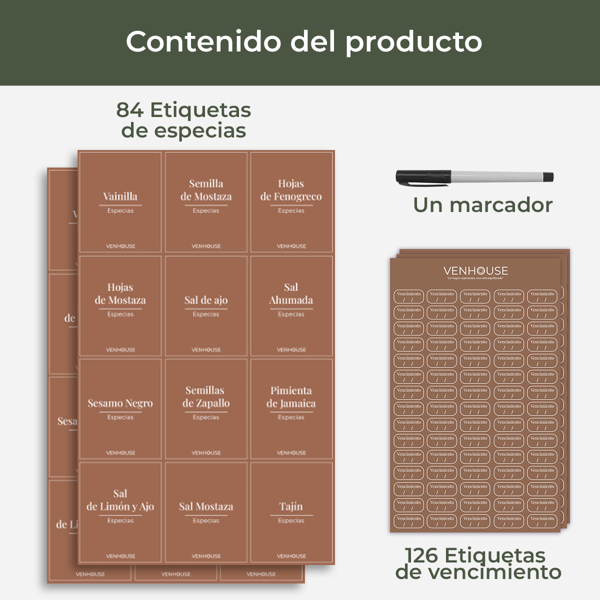 Set 210 Etiquetas Impermeables De Especies 5.5cmx4.5cm