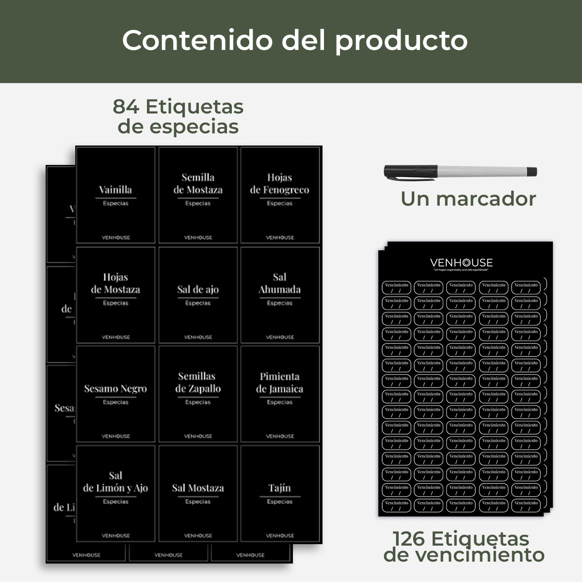Set 210 Etiquetas Impermeables De Especies 5.5cmx4.5cm