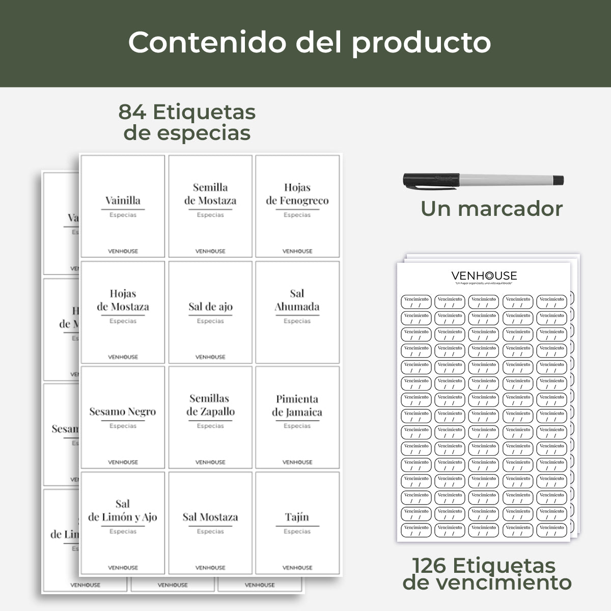 Set 210 Etiquetas Impermeables De Especies 5.5cmx4.5cm