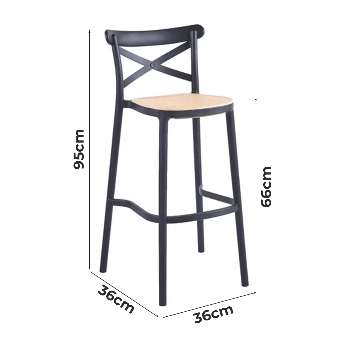 Taburete Crossback Danubio 66cm Piso Bar O Terraza Apilable