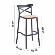 Taburete Crossback Danubio 66cm Piso Bar O Terraza Apilable