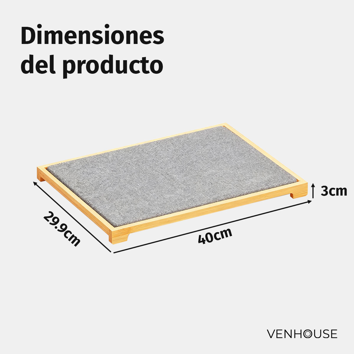 Tapete de piedra de secado rápido con base de bambú