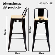 Taburete Tolix Madera 66cm