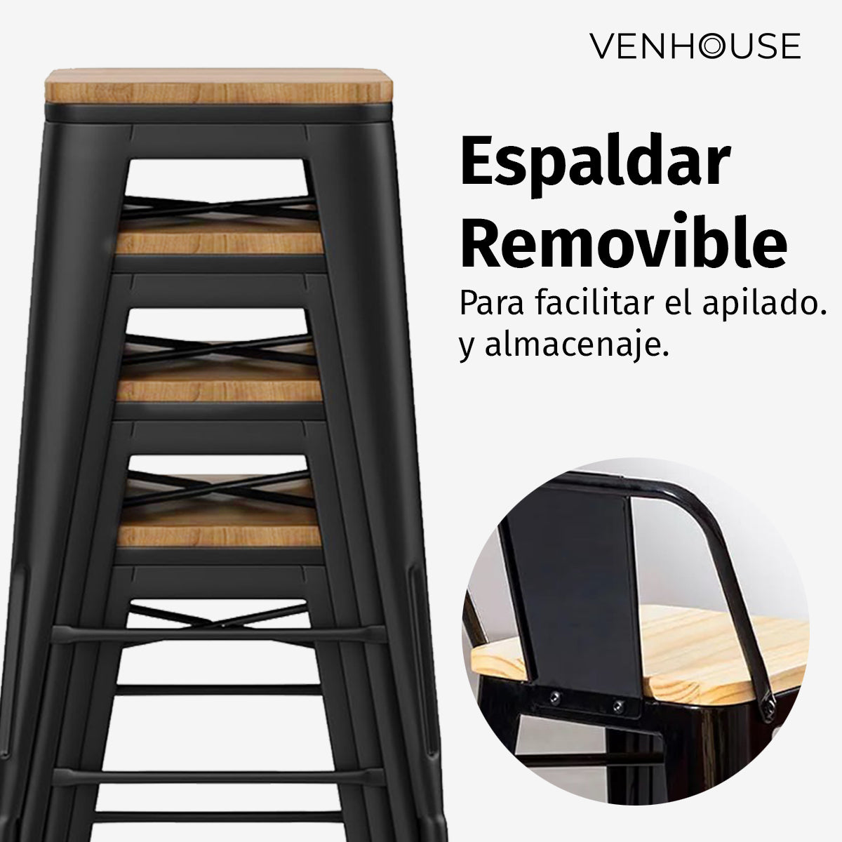 Taburete Tolix Madera 66cm