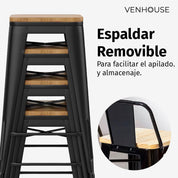 Taburete Tolix Madera 66cm