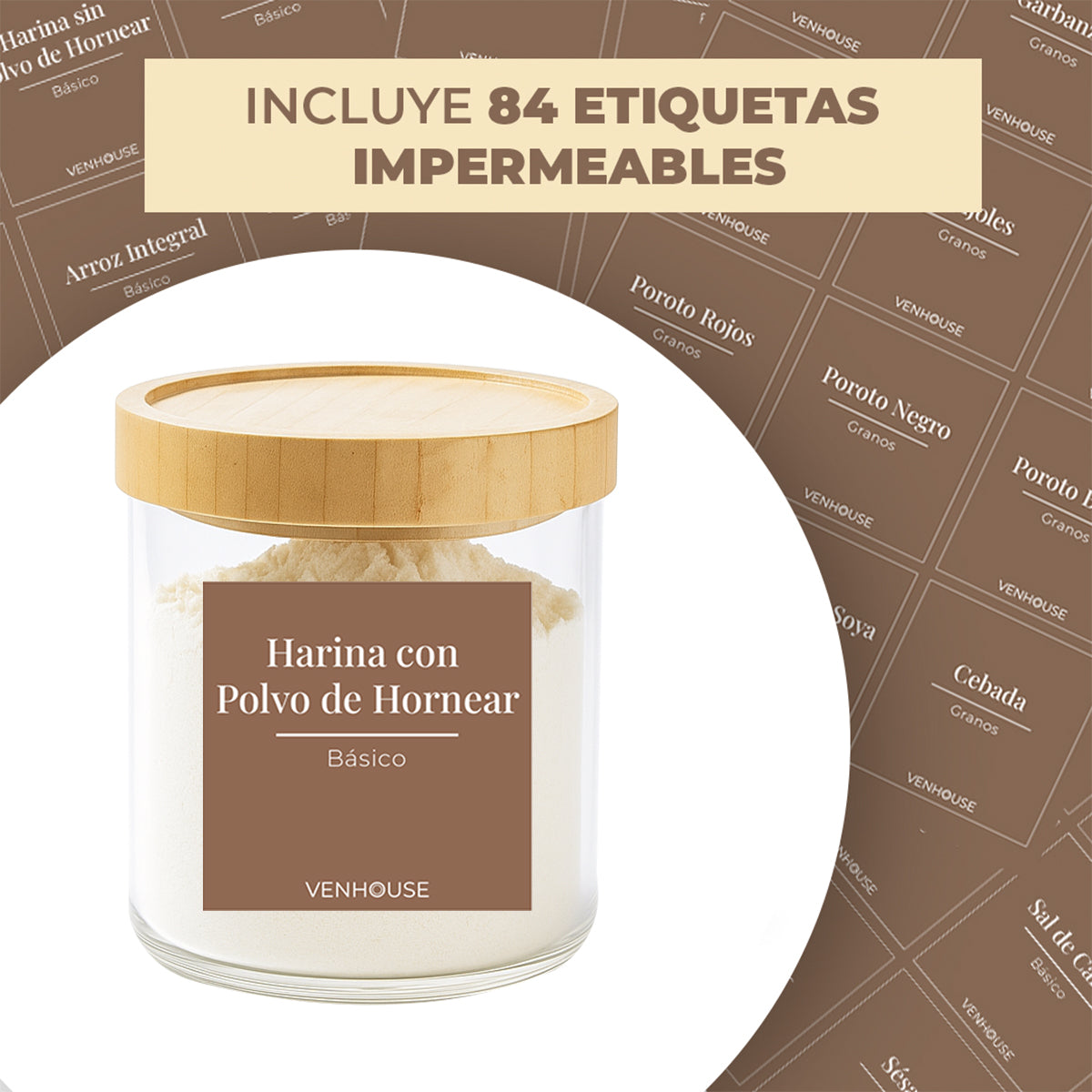 Set 3 Contenedores Herméticos Vidrio Cocina Despensa Bambú