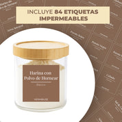 Set 3 Contenedores Herméticos Vidrio Cocina Despensa Bambú