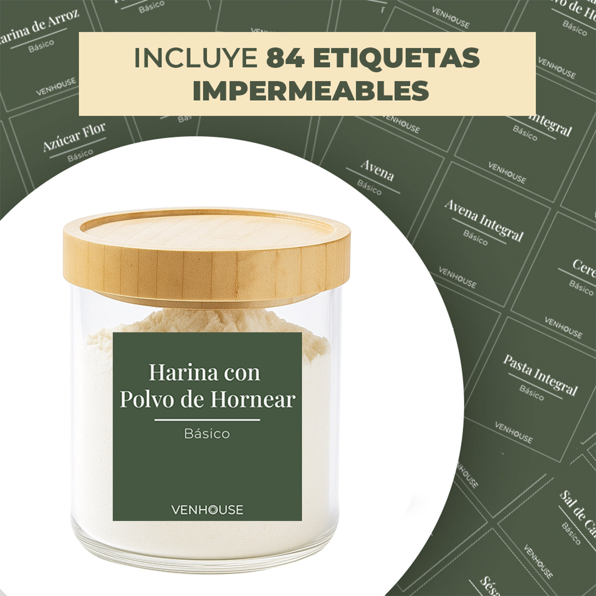 Set 3 Contenedores Herméticos Vidrio Cocina Despensa Bambú