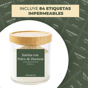 Set 3 Contenedores Herméticos Vidrio Cocina Despensa Bambú