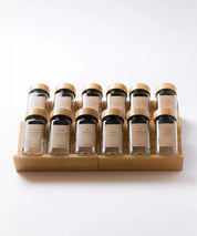 Set 12 Especieros Condimenteros Con Rack Cajón Bambú Cocina